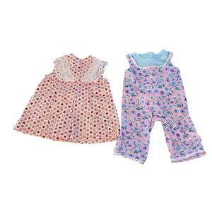 Vintage 90's Handmade 18" Doll Clothes Romper Jumper Heart prints
